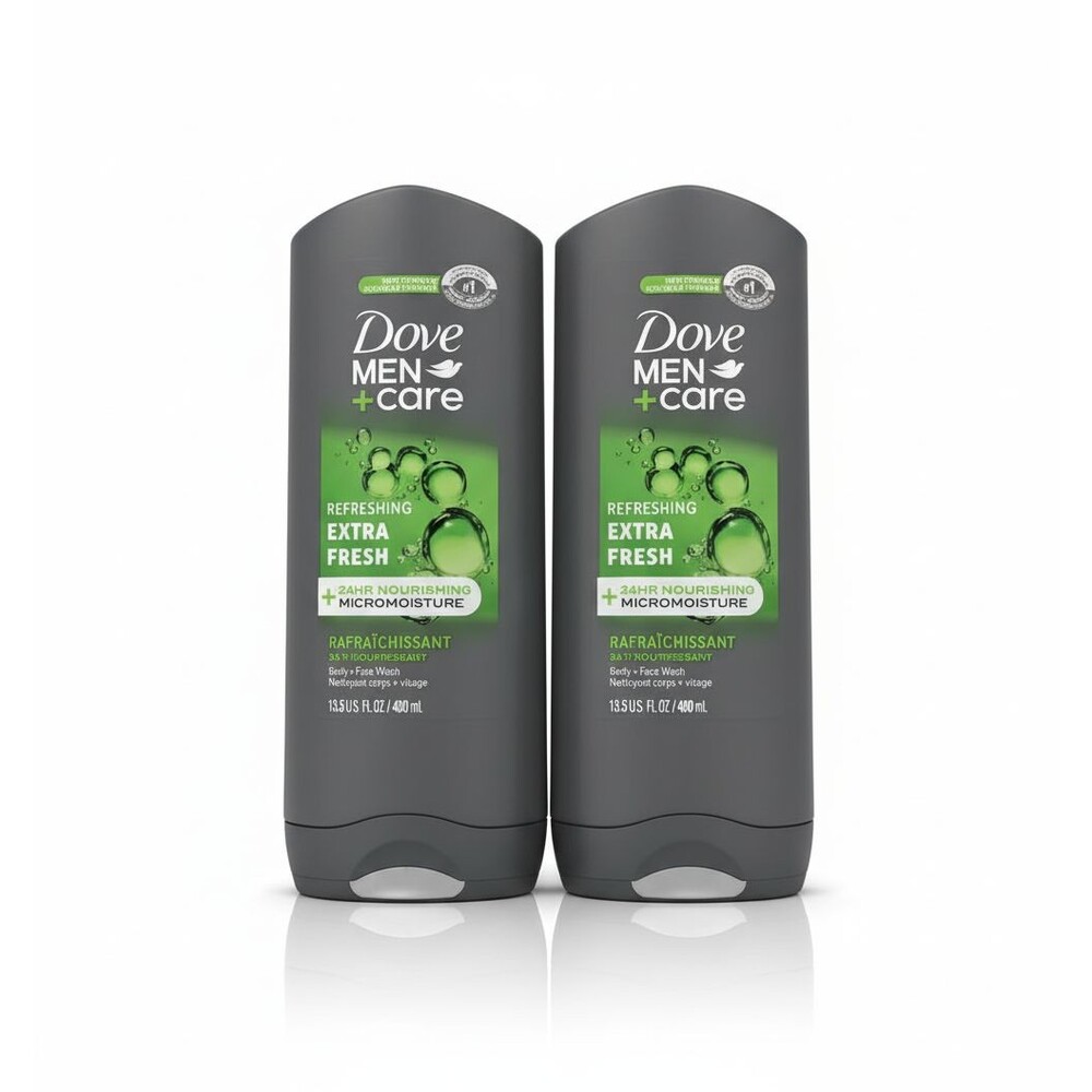 Dove Men+Care Extra Fresh Body & Face Wash 13.5oz 2-Pack 24HR MicroMoisture